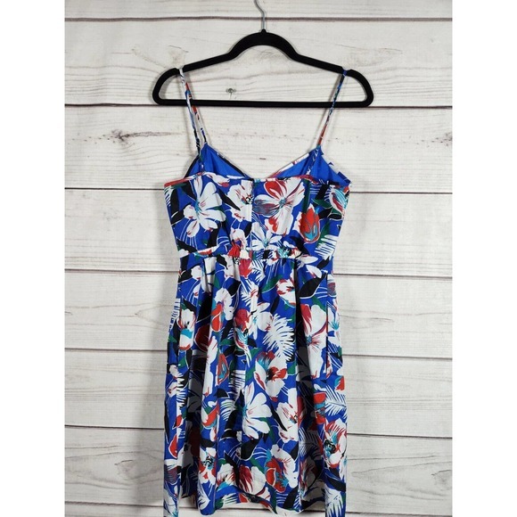 J. Crew Women's Sleevless Polyester Floral Lined V Neck Mini Sun Dress‎ Size 4 - Picture 2 of 6